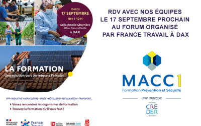 MACC1 SERA PRÉSENT AU FORUM DE LA FORMATION LE 17 SEPTEMBRE 2024 À DAX